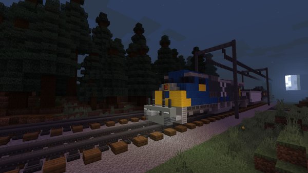 Freight train on rails.