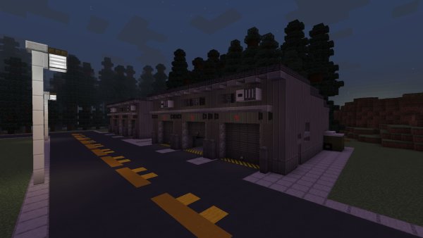 Garages for trucks on cargo facility.