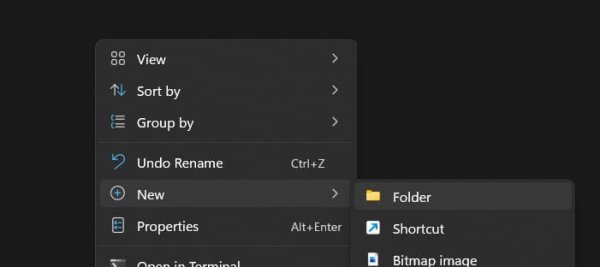 Create new folder in File Explorer