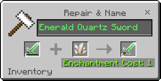 Repair Example for Emerald Quartz Sword