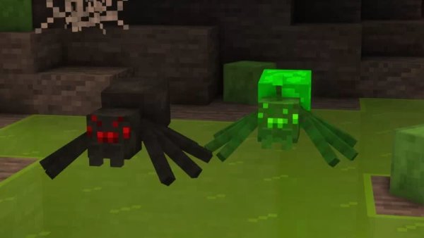 Normal and green spiders