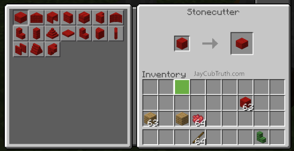 Red plank blocks recipes in Stonecutter