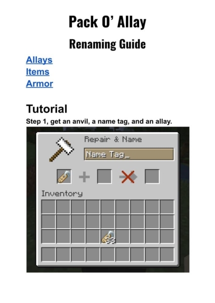 Pack O' Allay remaining guide