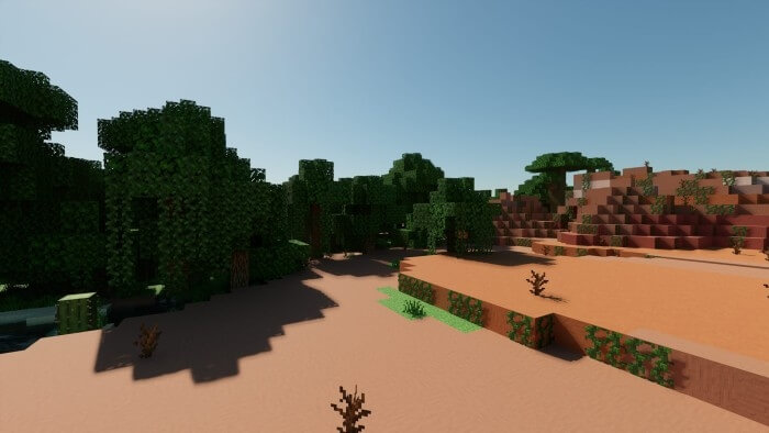 Screenshot of the Lush Mesa Biome
