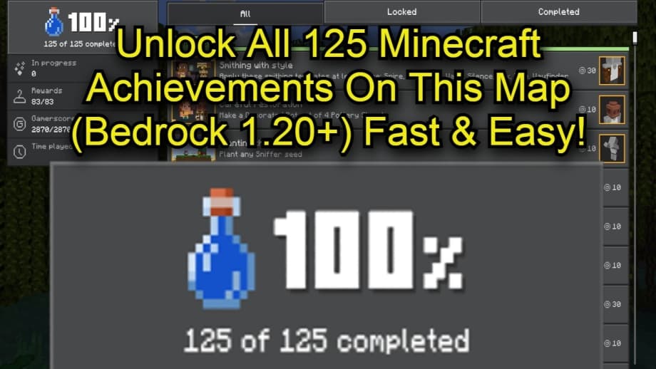 Thumbnail: Unlock All 125 Minecraft Achievements On This Map (Bedrock 1.20): Fast & Easy!